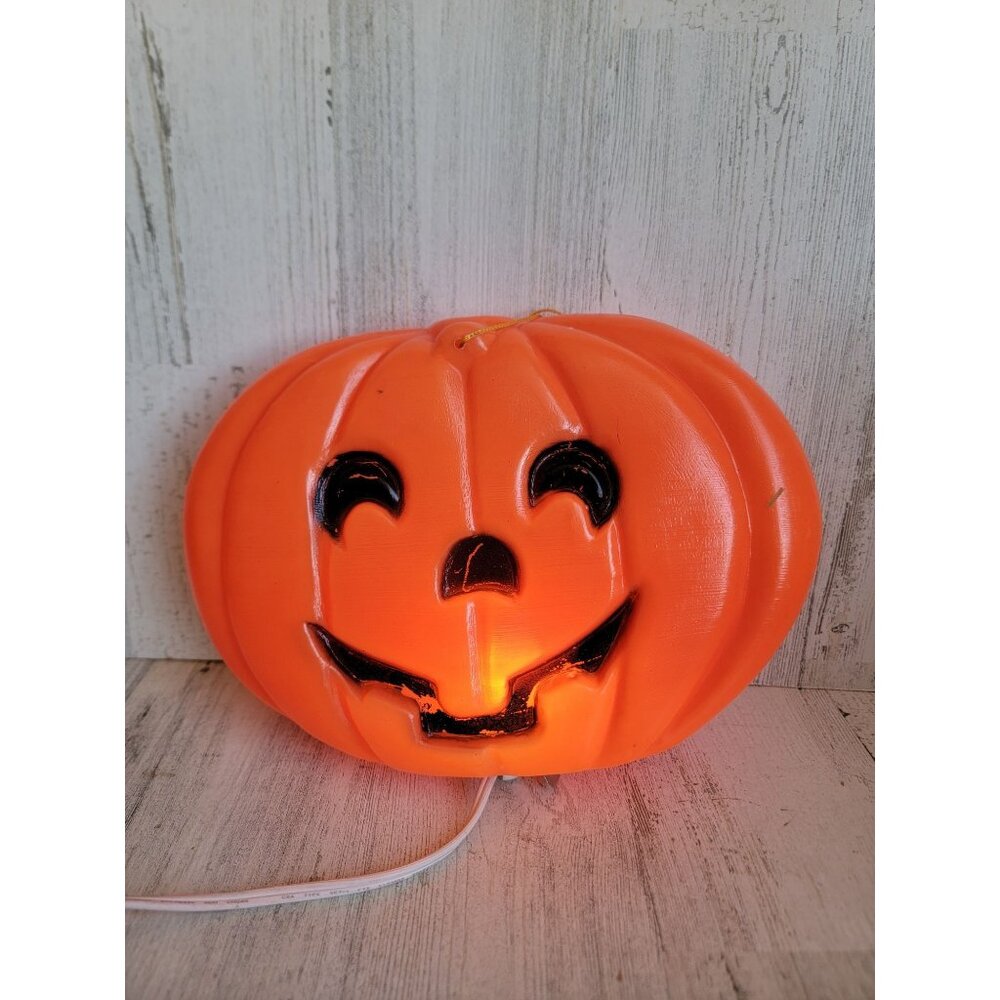 Small hanging pumpkin blow mold Halloween home decor vintage